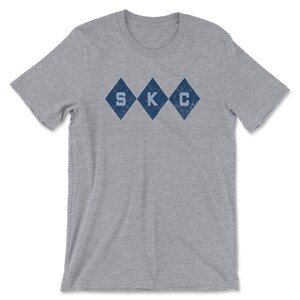 Kansas City Soccer T-shirt, Sporting-Inspired Argyle Diamonds Club Athletic Heather Gray Tee mockup