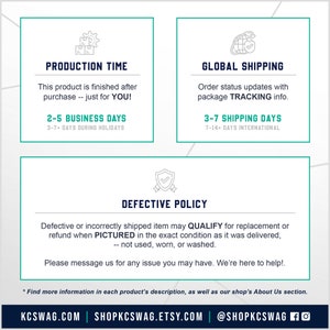 KC Swag production & policies information