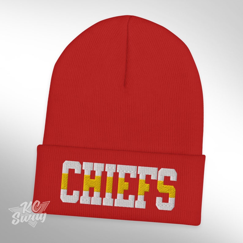 KC Striped Chiefs Winter Beanie, Kansas City Chiefsinspired Football