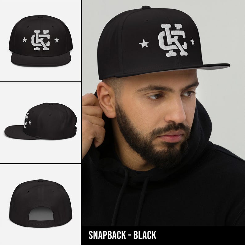Kansas City Trucker Hat, Black/white Embroidered Interlock KC Stars ...