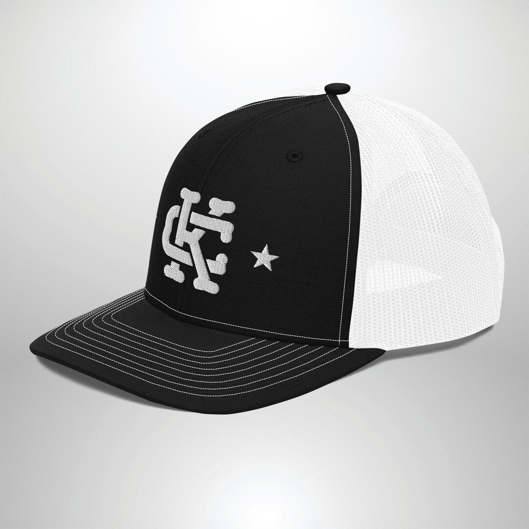 Kansas City Trucker Hat, Black/white Embroidered Interlock KC Stars ...