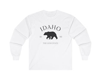Idaho State Long Sleeve Tee, Unisex Shirt for Men and Women, Graphic Idaho Tee, State Pride Shirt, Mountain Tee, Idaho Souvenir Shirt
