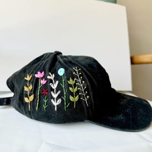 Wildflower Baseball Cap, Hand Embroidered Cap, Valentine gift