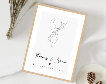 Minimalist couple frame poster / room decoration / date / love