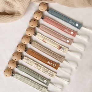Personalized cotton gauze pacifier clip / Baby gift idea