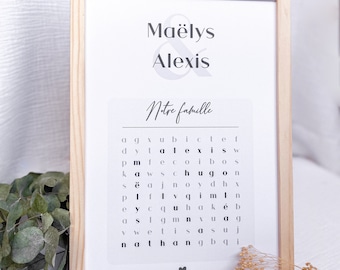 Crossword family poster frame / personalized family / Gift idea