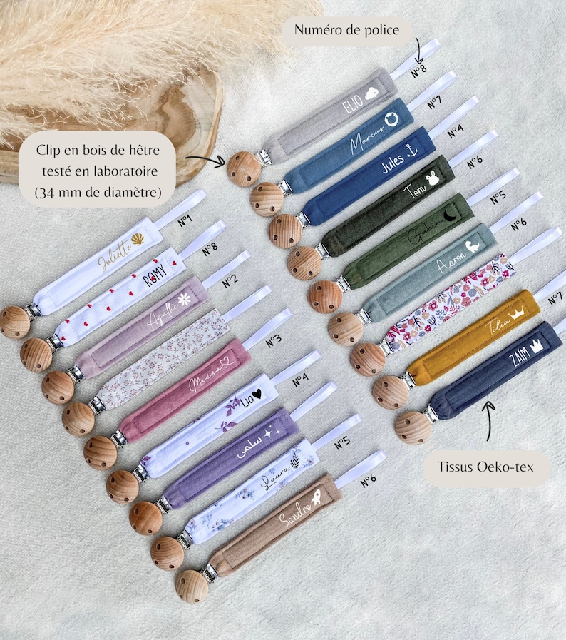 Personalized cotton gauze pacifier clip / Baby gift idea image 3