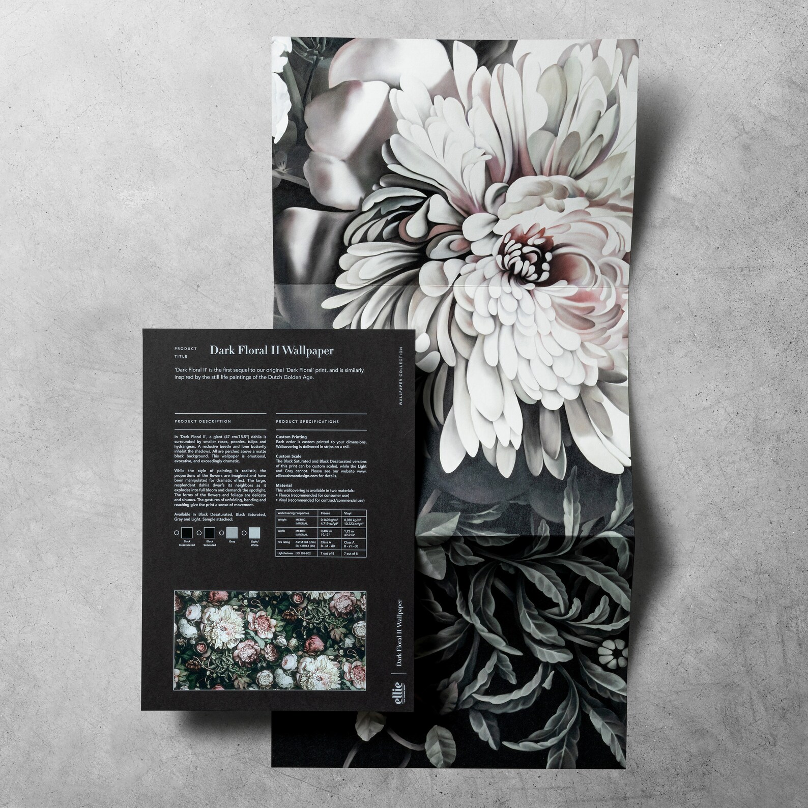 Dark Floral II Wallpaper Etsy