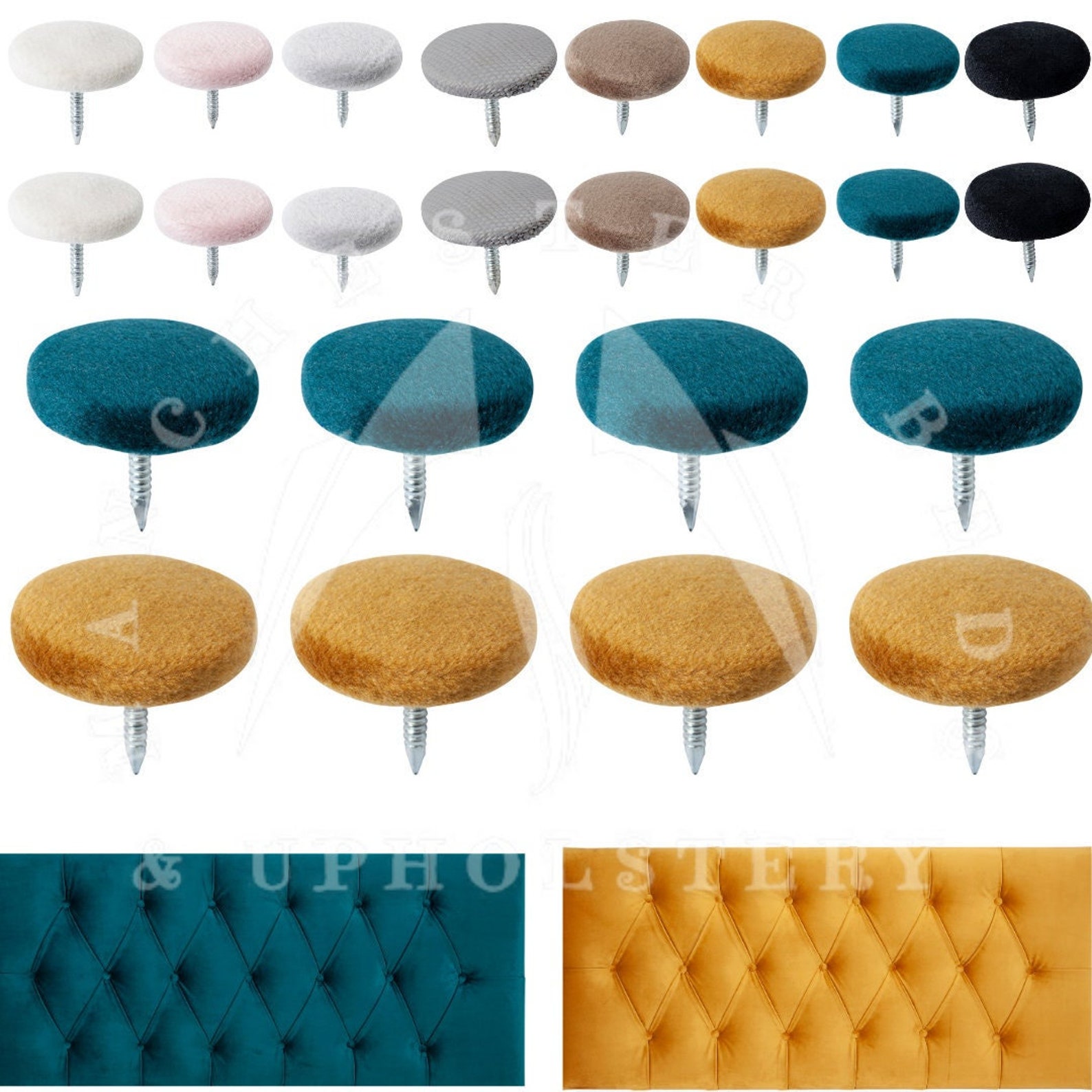 Button Backing Fabric Covered Nail Back Fabric Buttons Upholstery Headboards Sofas Buttons ...