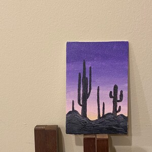 Small Size Dusk Desert Acrylic Painting // Okayfae Custom Handmade Canvas Panel