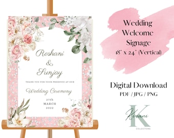 Wedding Welcome Sign | Indian Wedding Sign | Maiyan Jaggo Ceremony | Printable PDF | Personalised