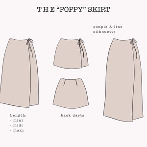 The Poppy Skirt A-line wrap skirt PDF pattern pdf printable sewing pattern image 4
