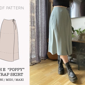 The Poppy Skirt A-line wrap skirt PDF pattern pdf printable sewing pattern image 1