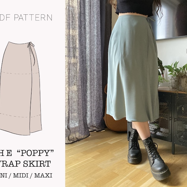 The "Poppy" Skirt | A-line wrap skirt PDF pattern | pdf printable sewing pattern