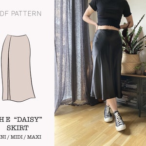 The &quot;Daisy&quot; Skirt | A-line skirt with a slit PDF pattern | pdf printable sewing pattern