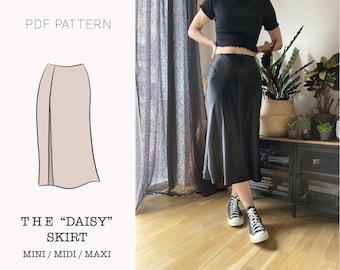 The "Daisy" Skirt | A-line skirt with a slit PDF pattern | pdf printable sewing pattern