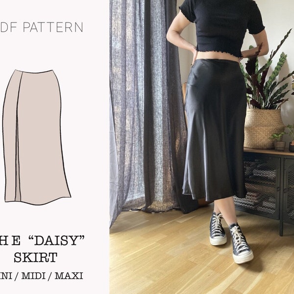 The "Daisy" Skirt | A-line skirt with a slit PDF pattern | pdf printable sewing pattern