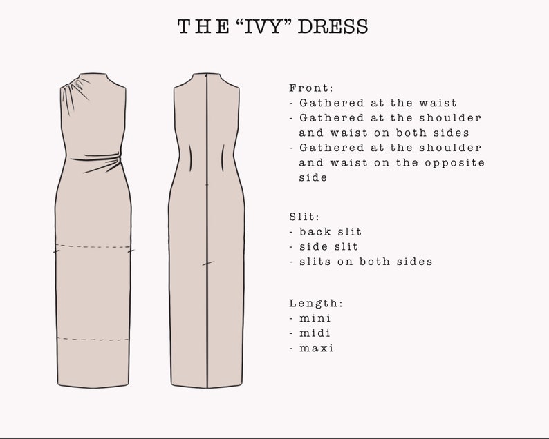 The Ivy Dress Draped High neck Sleeveless Dress PDF sewing pattern zdjęcie 4