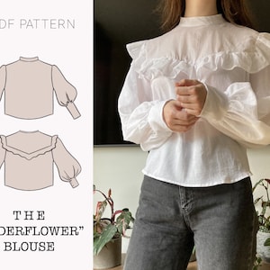 The &quot;Elderflower&quot; Blouse | Puffy sleeve blouse PDF pattern | pdf printable sewing pattern