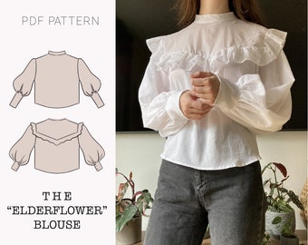 The "Elderflower" Blouse | Puffy sleeve blouse PDF pattern | pdf printable sewing pattern