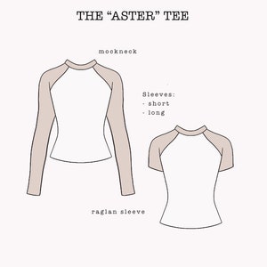 The "Aster" Tee | Stretchy raglan sleeve T-shirt PDF pattern | pdf printable sewing pattern image 4