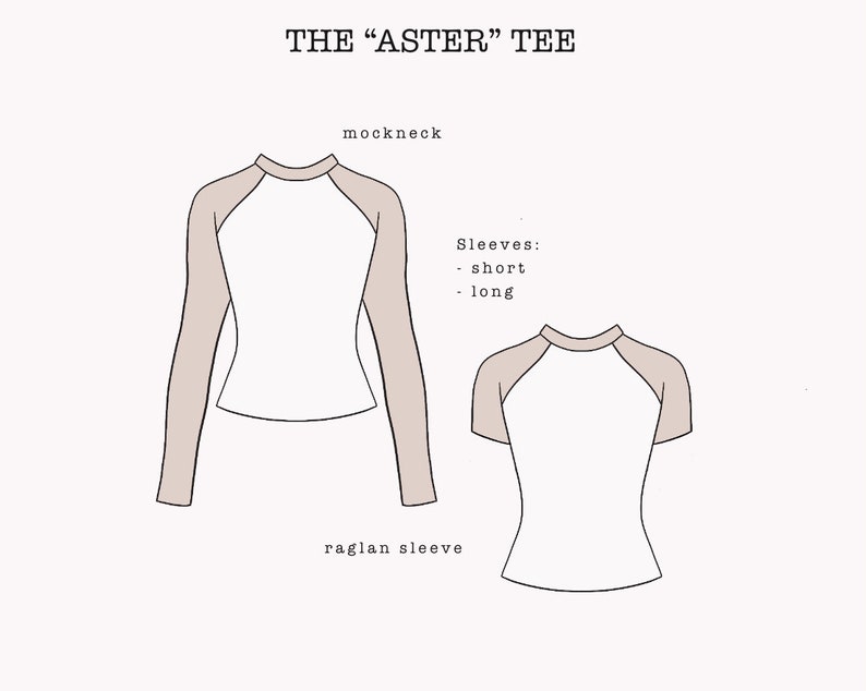 The "Aster" Tee | Stretchy raglan sleeve T-shirt PDF pattern | pdf printable sewing pattern image 4