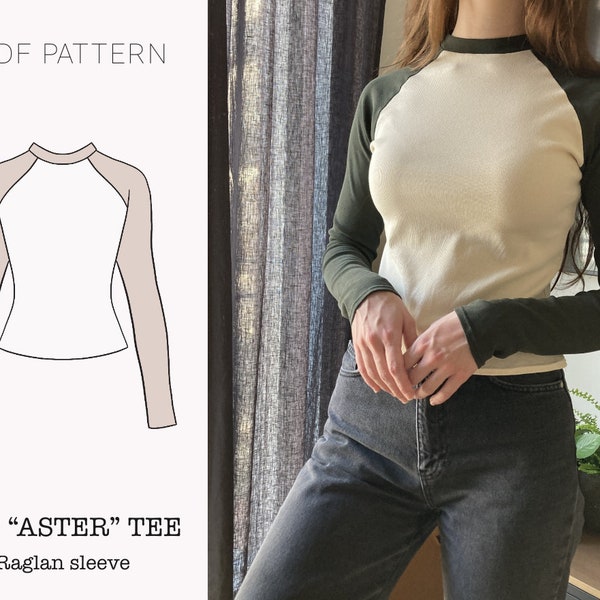 The "Aster" Tee | Stretchy raglan sleeve T-shirt PDF pattern | pdf printable sewing pattern