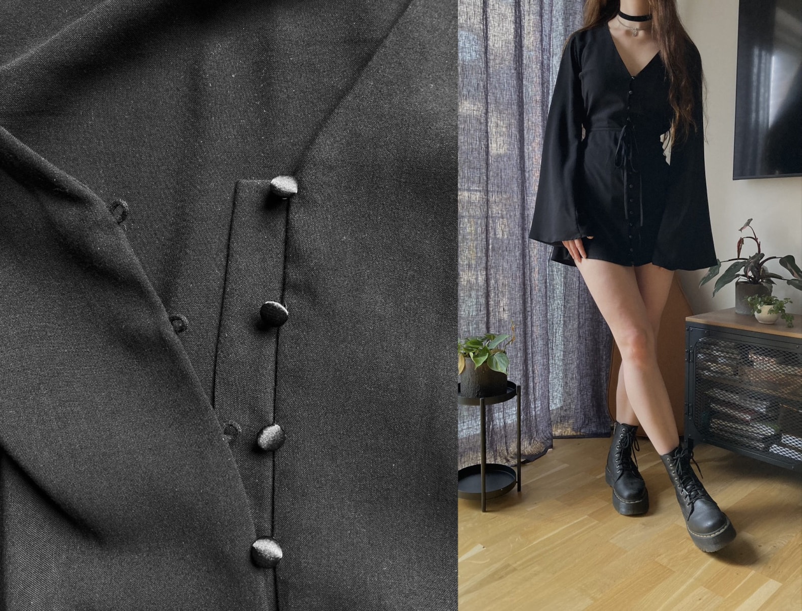 Sage Triangular Button Dress