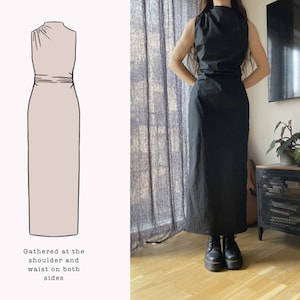 The Ivy Dress Draped High neck Sleeveless Dress PDF sewing pattern zdjęcie 6