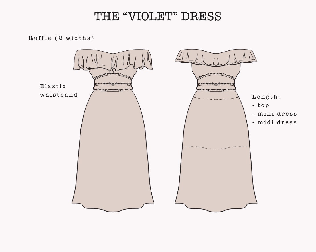The "violet" Dress | Gathered Flowy Ruffle Dress PDF Pattern | Pdf ...