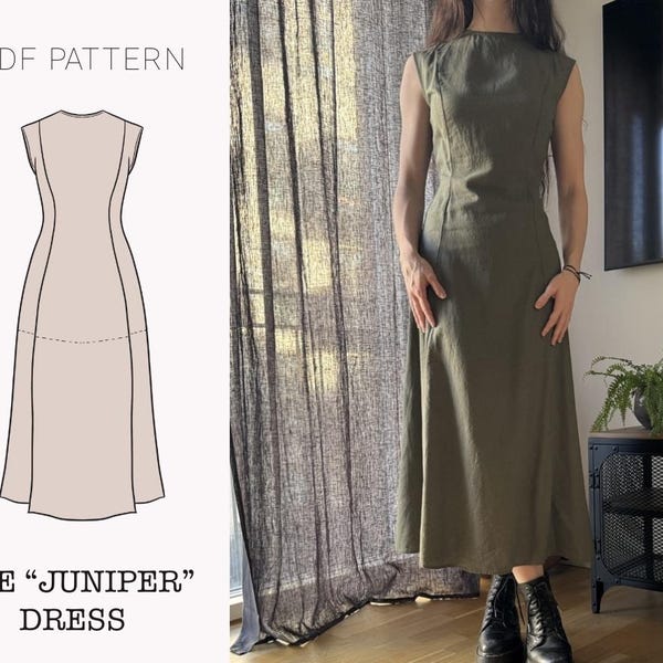 The "Juniper" Dress | Hourglass sleeveless dress PDF pattern | pdf printable sewing pattern