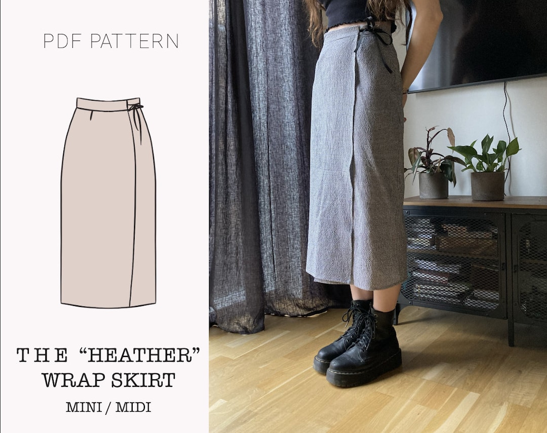The heather Skirt Straight Wrap Skirt PDF Pattern Pdf Printable Sewing