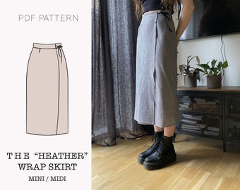 The "Heather" Skirt | Straight wrap skirt PDF pattern | pdf printable sewing pattern