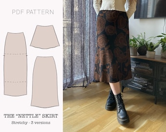 The "Nettle" Skirt | Simple stretchy skirt PDF pattern | pdf printable sewing pattern