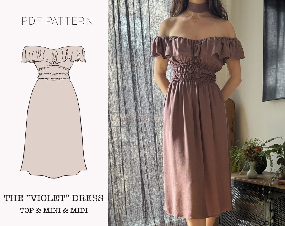 The "violet" Dress | Gathered Flowy Ruffle Dress PDF Pattern | Pdf ...