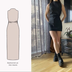The Ivy Dress Draped High neck Sleeveless Dress PDF sewing pattern zdjęcie 5