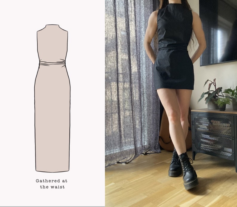 The Ivy Dress Draped High neck Sleeveless Dress PDF sewing pattern zdjęcie 5