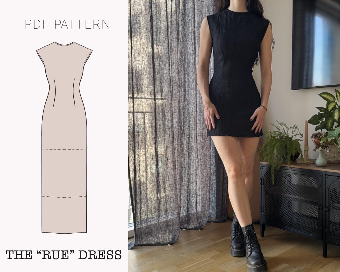The "Rue" Dress | Column sleeveless dress PDF pattern | pdf printable sewing pattern