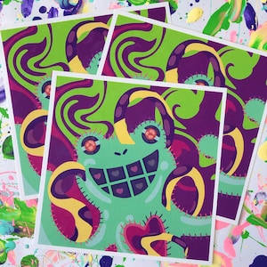 5in x 5in Holographic Frog Print