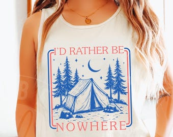 Comfort Colors-tanktop 'I'd Until Be Nowhere' : Retro Nature Lover-campingtanktop