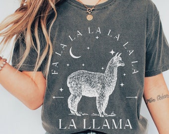 Christmas Llama Comfort Colors Shirt, Boho Holiday Tee