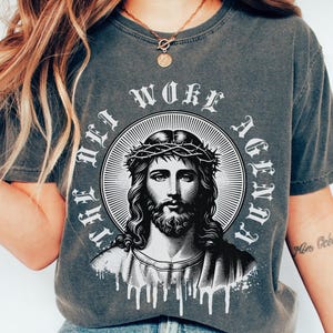 Comfort Colors The DEI Woke Agenda Jesus Shirt, Gothic Religious Progressive Liberal Jesus Shirt, Christian Democrat Political Gift Idea