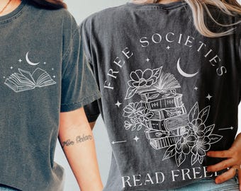 Comfort Colors Read Freely Shirt: Bookish Celestial Floral Tee