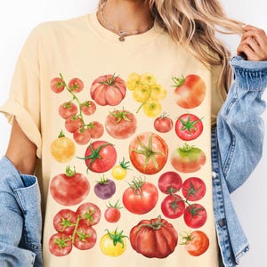 Camiseta Comfort Colors Tomate: Regalo para jardineros amantes de la acuarela