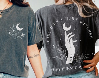 Camiseta Comfort Colors Witchy Feminist: Diseño Bohemio Celestial