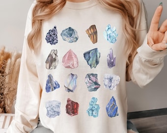 Comfort Colors Rocks and Crystals Geology Long Sleeve Shirt: Artsy Rock Lover Gift