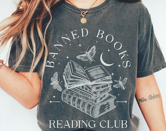 Comfort Colors Banned Books Reading Club Shirt: Bookish Moth Tee