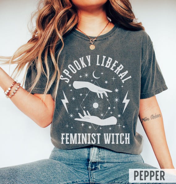 Comfort Colors Spooky Feminist Witch Shirt: Celestial Whimsigoth Tee
