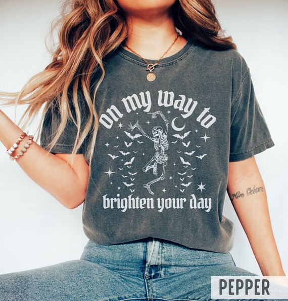 Comfort Colors Gothic Skeleton Tee: Sarcastic Positivity, Halloween Stars
