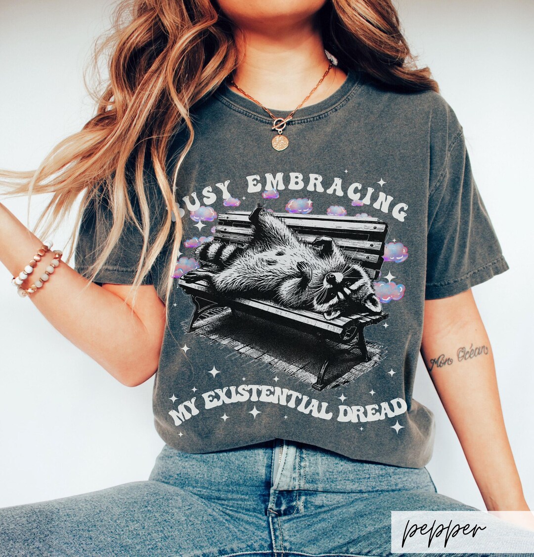 Comfort Colors Raccoon Existential Dread Shirt: Ironic Graphic Tee - Etsy